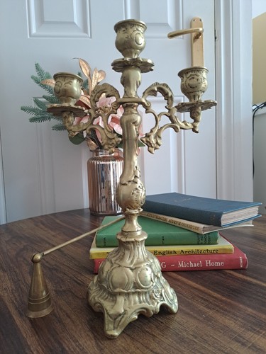 Brass arm candelabra and - brass,