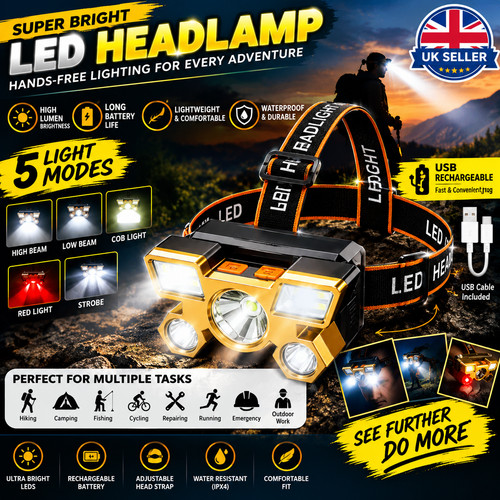 Rechargeable led head torch - led,