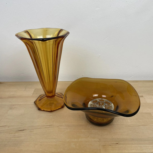 Vintage mcm amber glass - mcm,