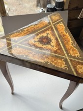 Vintage Italian Inlaid Marquetry Florentine Music Box Side Table Musical Storage