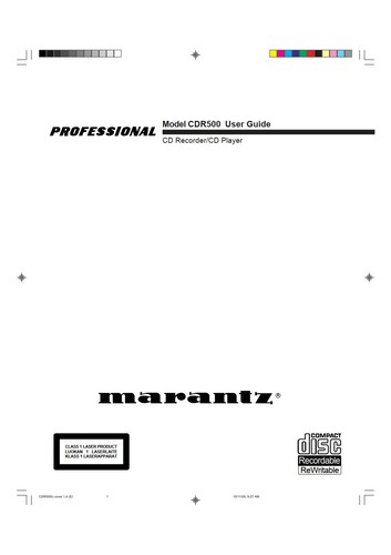 Marantz cdr500 recorder - marantz,