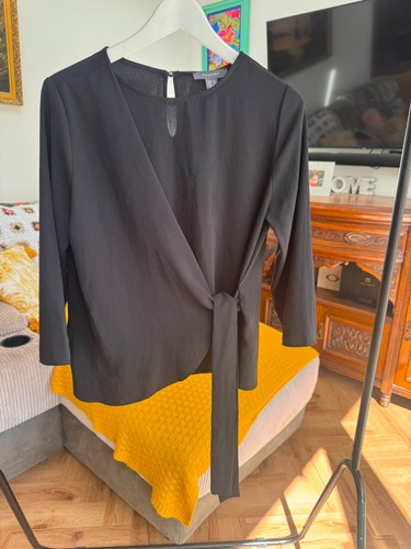 Primark black wrap tie blouse - black,