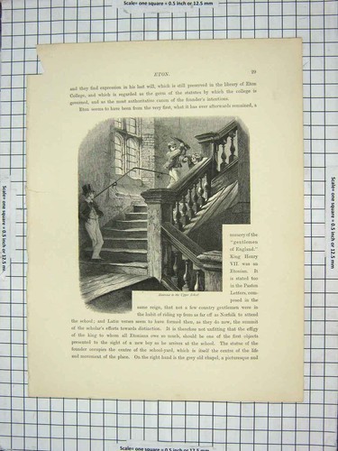 Original old antique print - old,