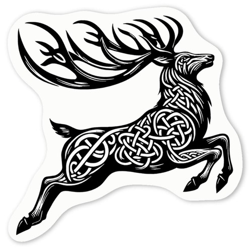 Celtic stag leaping decal - 'celtic, leaping'