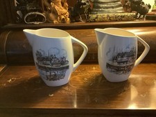 2 1950'sLord Nelson Pottery Elijah Cotton Ltd Milk Jug Scene of Fishing village