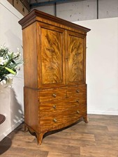 Georgian Flame Mahogany Linen Press