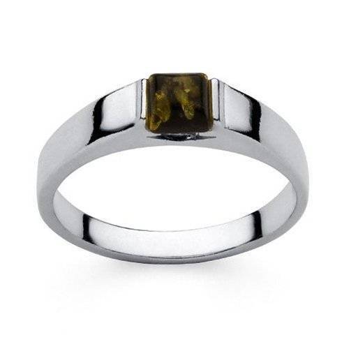 Silver band ring with square