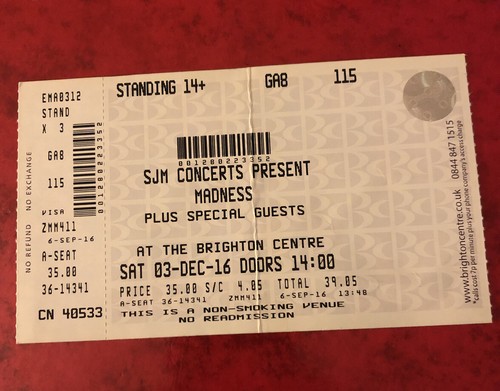 Madness original ticket - original,