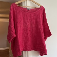 Blue Berry Made in Italy Oversized Bright Pink Linen Top Size XL