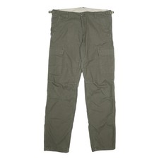 CARHARTT WIP Mens Cotton Green Regular Straight Trousers W33 L34 Cargo Pockets