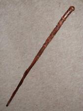 Antique Faux Snakewood Walking Stick W/ Hand-Carved Snake, Lizard & Eagle Shaft