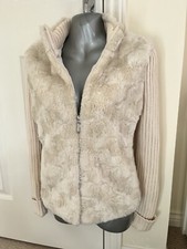 Y2K Per Una Cream Beige Faux Fur Knitted Jacket Jane Norman Dupe Zip Top M 8 10