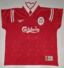  Liverpool 95/96 Red Jersey Reebok Carlsberg Fowler #9 Football Shirt Size 46-48