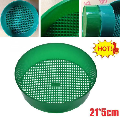 Green plastic garden sieve - green,
