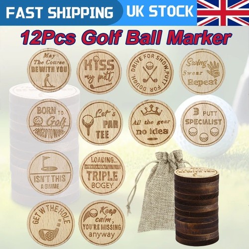 12pcs wooden engraved golf - 12pcs,