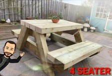 Rustic Solid Wooden Sleeper Outside Table Benches/Garden Furniture/G.Britain🇬🇧