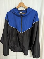 Ivy Park Oversized Windbreaker Size S Full Zip Track Jacket Hooded Black Blue