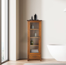 Bathroom Storage Cabinet Tall Wood Linen Towel Supplies Shelves Drawer Door NEW