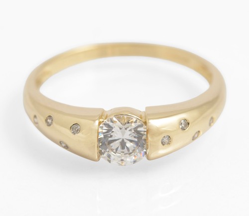14ct gold diamonique ring - gold, cz
