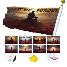 LEST WE FORGET FLAG 5 * 3 ft Multiple design Remembrance day WWII poppy