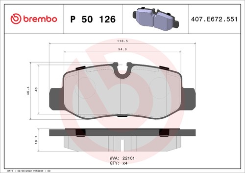 Brake pads set rear right - brake,