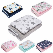 BABY BLANKET PLUS FLAT PILLOW BEDDING SET COT BED MOSES BASKET CRIB PRAM COTTON