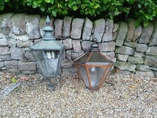 Very large copper Victorian style wall lamp/light/lantern house outside garden 