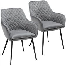 Dining Chairs Velvet Tub Chairs with Soft Padded Backrest and Arms Grey 2/4/6pcs