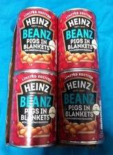 4 large tins of Heinz BEANS PIGS IN BLANKETS LTD EDITION 4OOg x 4=1.6kg Free P&P