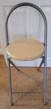 Folding Bar / Breakfast Stool Beech and Silver Seat Chair