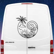 2 x Beach Waves Adventure Vinyl Decal Sticker Transfer | Car Caravan Van Home