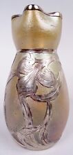 Loetz Alvin Vase Antique Art Nouveau Austrian Glass American Silver Overlay