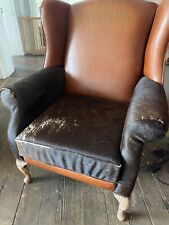 Chesterfield Wing Chair Armchair Upholstery TV Office Couch 100% Genuine leather
