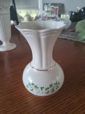 CRE Irish Porcelain Bud Vase. Shamrocks.  4¾ins. Hand Made In Galway