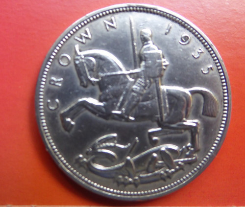 1935 silver crown coin - 1935, coin.
