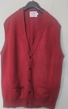Hackett Mens Pure Wool  Knitted Waistcoat Red Sz XxL With Minor Repairs At End