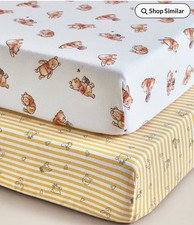 Set Of 2 Disney Winnie The Pooh Cot bed Bedding Fitted Sheet 100%Cotton 70x140cm