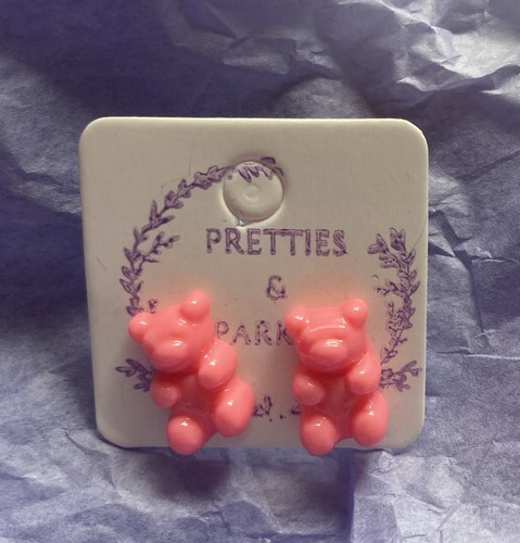 Opaque pink gummy bear - bear, stud