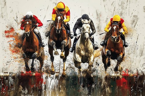 Horse racing canvas picture - horse,