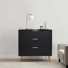 Dusk Evie Matte Black & Gold Effect 3 Drawer Chest of Drawers RRP £152