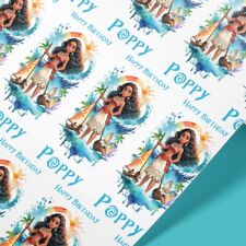 Personalised Moana Wrapping Paper – Custom Name Age – Disney Birthday Gift Wrap