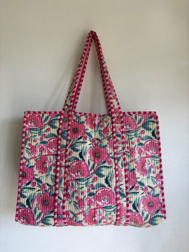 Handmade pink floral cotton - floral,