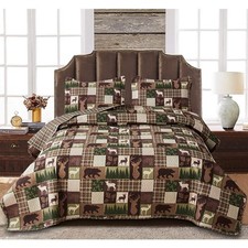Rustic Queen Quilt Set - Moose