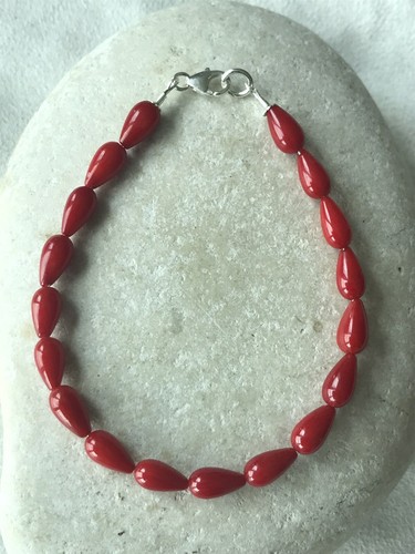 Red coral teardrops beads - teardrops,