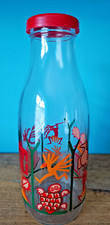 Vintage French Le Parfait Glass Bottle featuring Aztec Design With Red Lid  VGC