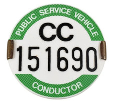 Vintage Old Public Service Vehicle PSV Bus Conductor Numbered Lapel Badge