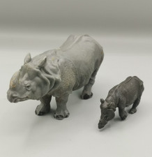 Britains Plastic Animal Figures Rhinos Mother and Child Vintage / Collectable