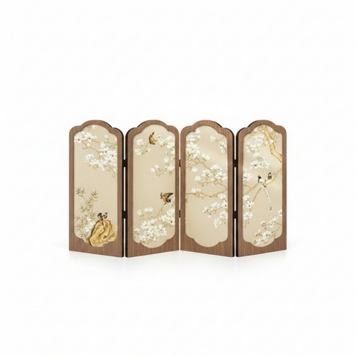 Floral folding screen wood - floral,