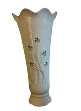BELLEEK POTTERY VASE  2082 IRELAND PATTERN WOODLAND SHAMROCK HEIGHT 10'' 