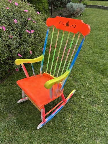 Colourful wooden rocking - wooden,
